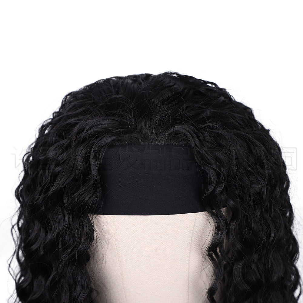 Women's Natural Curly Wig Bandage Headgear