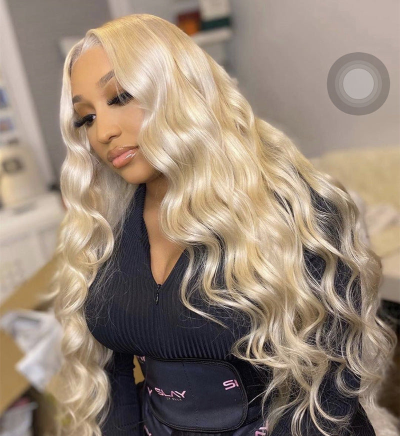Wigs, Long Curly Hair, Popular Light Gold Big Wave Wigs