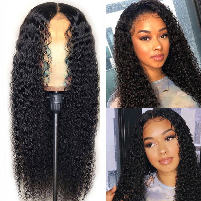 Foreign Trade Europe And The United States Wigs Female African Small Curly Hair Fashion Split Long Curly Hair Corn Hot Wig Headgear In Stock