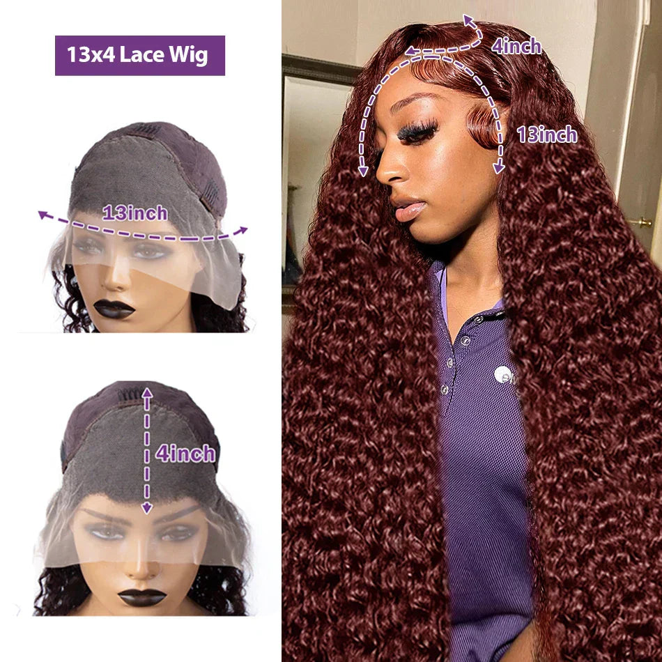 Reddish Brown Lace Frontal Curly Wig
