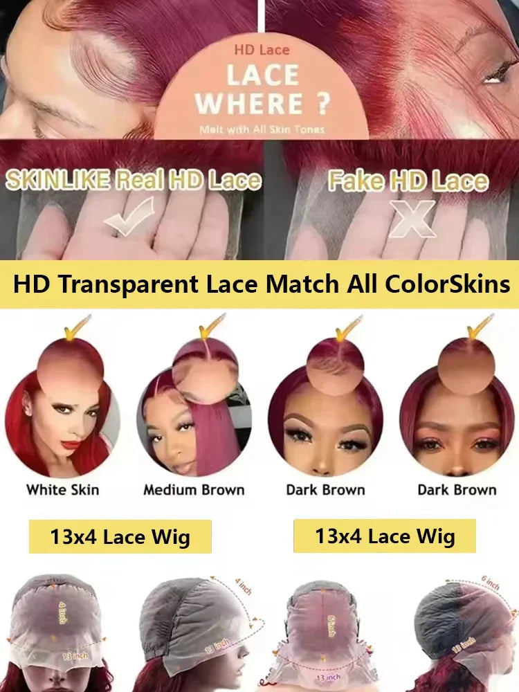 Burgundy Deep Wave Wigs