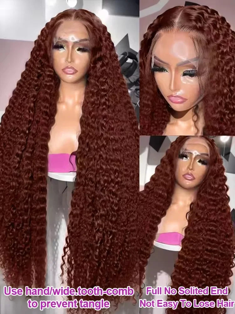 Reddish Brown Lace Frontal Curly Wig