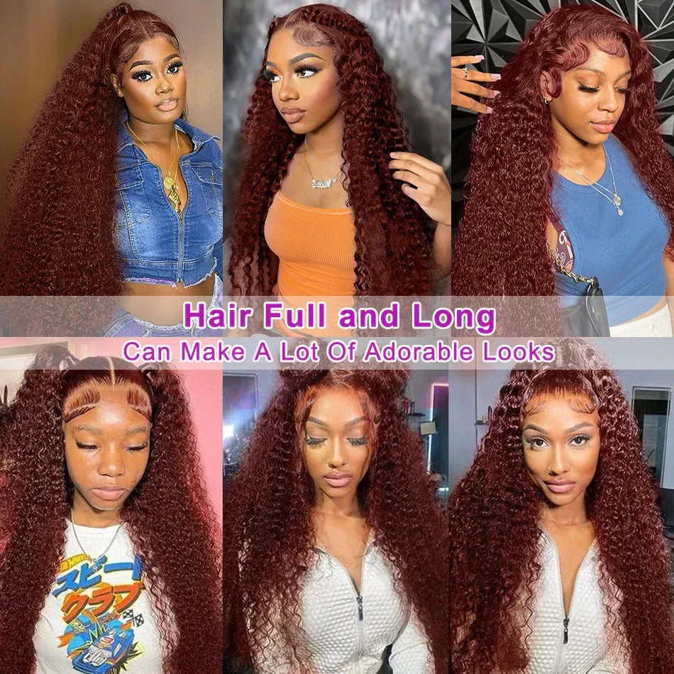Reddish Brown Lace Frontal Curly Wig