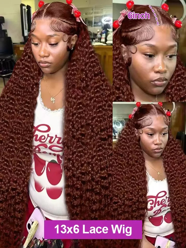 Reddish Brown Lace Frontal Curly Wig