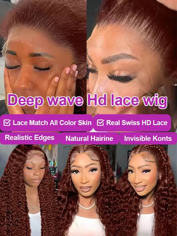 Reddish Brown Lace Frontal Curly Wig