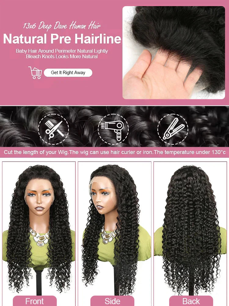 Water Wave Curly Lace Front Human Hair Wigs