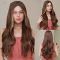 Dark Brown Wave Wigs Long Synthetic Wavy Natural Hair