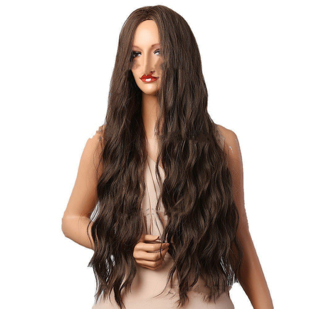 Dark Brown Wave Wigs Long Synthetic Wavy Natural Hair
