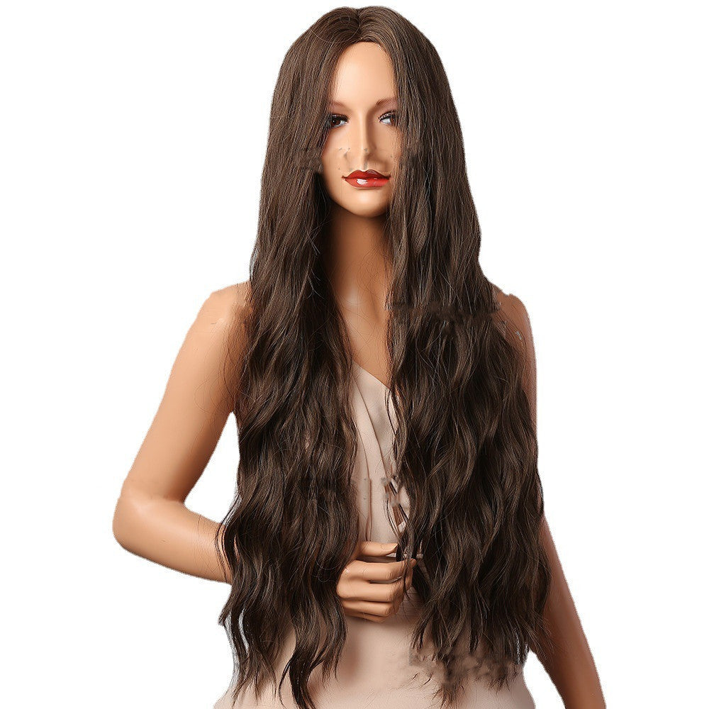 Dark Brown Wave Wigs Long Synthetic Wavy Natural Hair